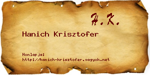 Hanich Krisztofer névjegykártya